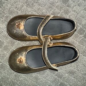Versace Metallic Gold Mary Jane Flats